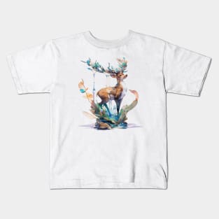 Watercolor deer, forest spirit Kids T-Shirt